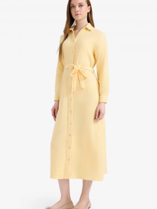 پیراهن زنانه زرد روشن دفکتو