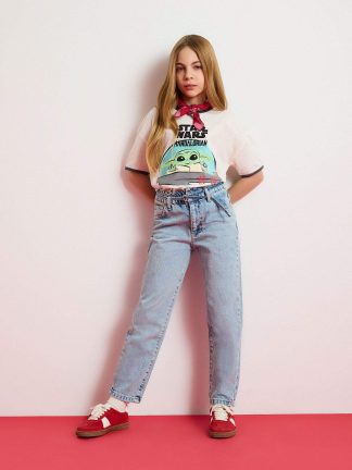 شلوار جین دخترانه نعنایی (فرعی) (مادر:آبی) دفکتو