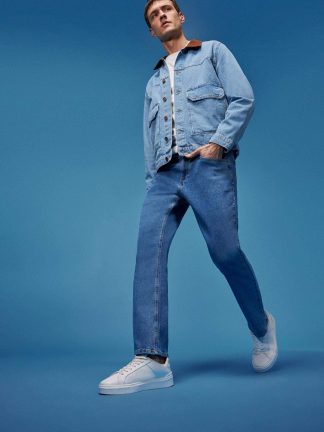 شلوار جین راسته مردانه نعنایی (فرعی) (مادر:آبی) دفکتو