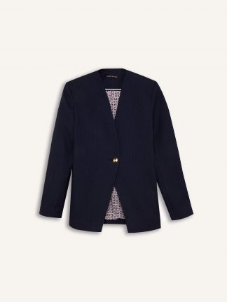 کت زنانه سرمه ای دفکتو