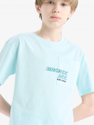 تی شرت پسرانه آبی فیروزه ای دفکتو