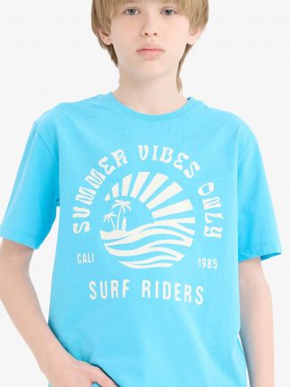 تی شرت پسرانه آبی فیروزه ای دفکتو