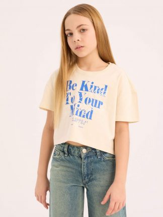 تی شرت دخترانه بژ دفکتو