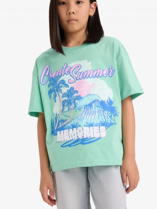 تی شرت دخترانه نعنایی دفکتو