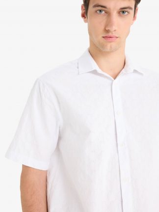 پیراهن آستین کوتاه مردانه سفید دفکتو