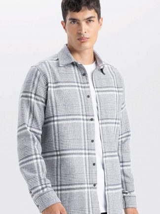 پیراهن مردانه طوسی روشن دفکتو