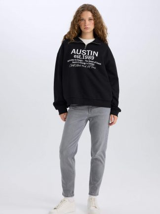 سویشرت زنانه مشکی دفکتو