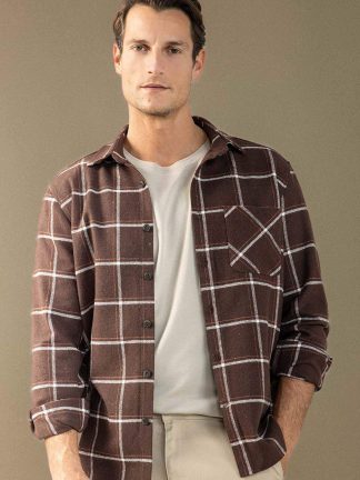 پیراهن مردانه قهوه ای دفکتو