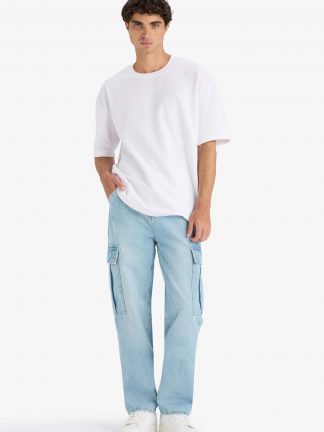 شلوار جین راسته مردانه آبی روشن دفکتو