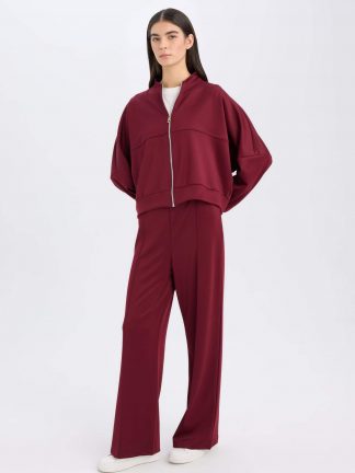 شلوار راحتی زنانه زرشکی دفکتو