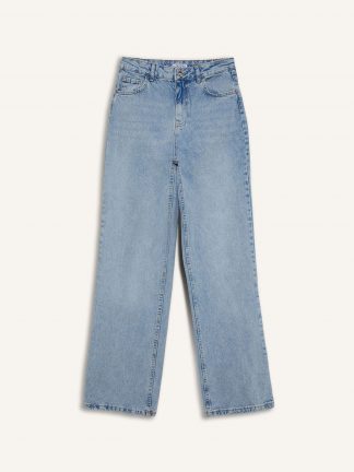 شلوار جین وایدلگ زنانه آبی روشن دفکتو