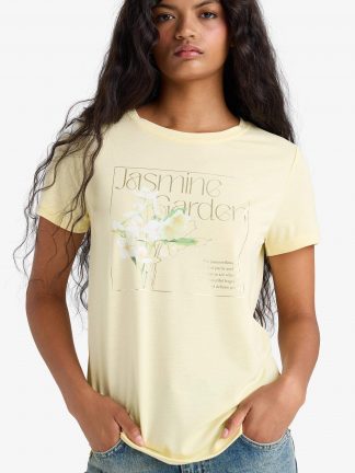 تیشرت زنانه زرد روشن دفکتو