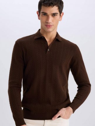 پلیور مردانه قهوه ای دفکتو