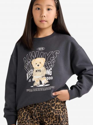 سویشرت دخترانه ذغالی تیره (فرعی) (مادر:ذغالی) دفکتو