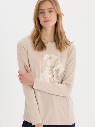 تی‌شرت آستین بلند زنانه بژ دفکتو