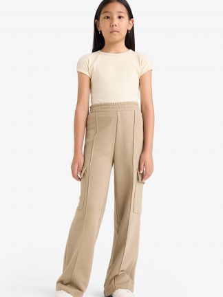 شلوار راحتی دخترانه بژ دفکتو