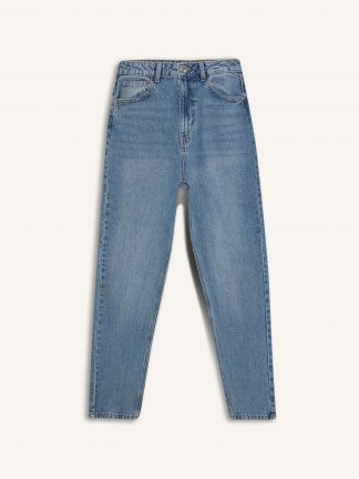 شلوار جین مام فیت زنانه نعنایی (فرعی) (مادر:آبی) دفکتو