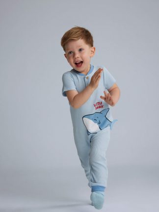 لباس نوزاد پسر آبی روشن دفکتو