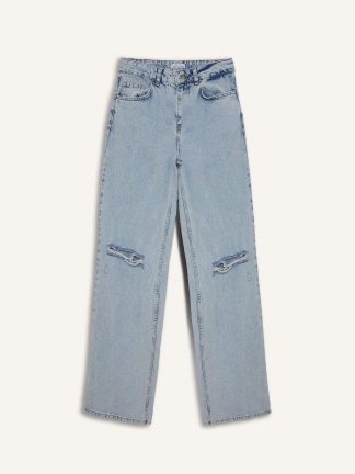 شلوار جین وایدلگ زنانه آبی روشن دفکتو