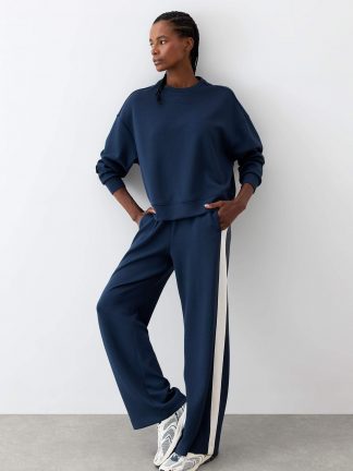 شلوار راحتی زنانه سرمه ای دفکتو