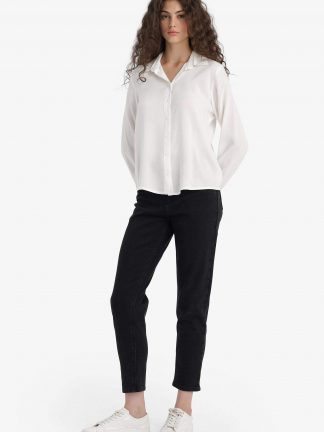 شلوار جین مام فیت زنانه مشکی دفکتو