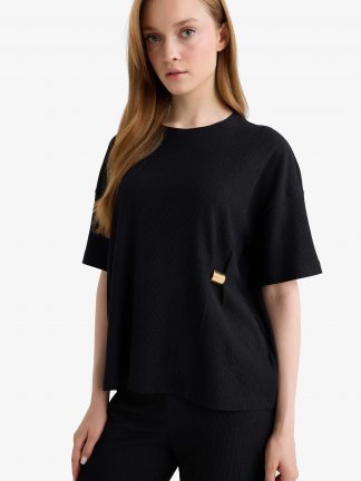 تیشرت زنانه مشکی دفکتو