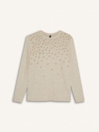 تی‌شرت آستین بلند زنانه بژ دفکتو