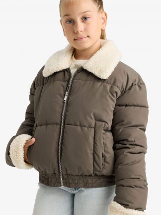 کاپشن دخترانه خاکی دفکتو