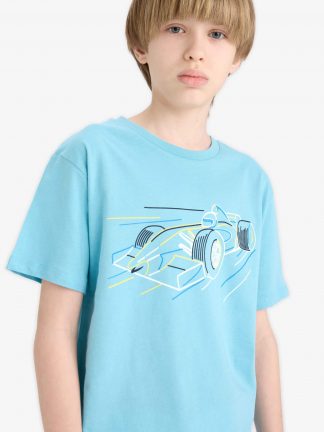 تی شرت پسرانه آبی فیروزه ای دفکتو
