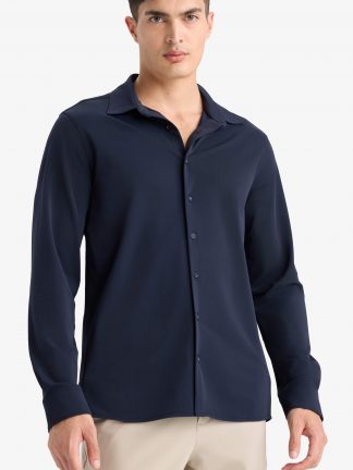 پیراهن آستین بلند مردانه سرمه ای دفکتو