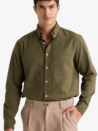 پیراهن آستین بلند مردانه خاکی دفکتو