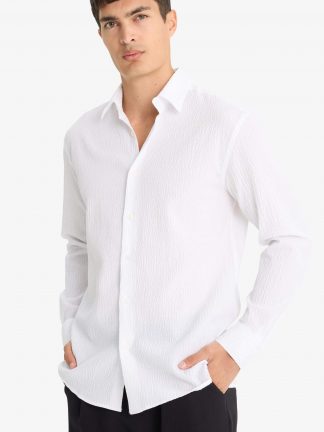 پیراهن آستین بلند مردانه سفید دفکتو