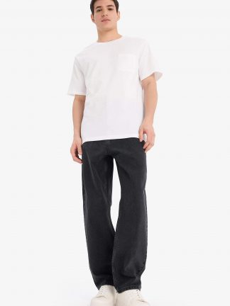 شلوار جین بگ مردانه خاکستری تیره دفکتو