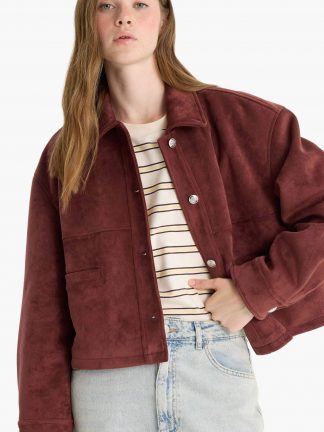 کت زنانه زرشکی دفکتو