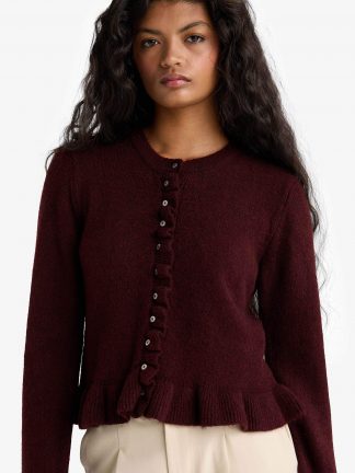 ژاکت زنانه زرشکی دفکتو