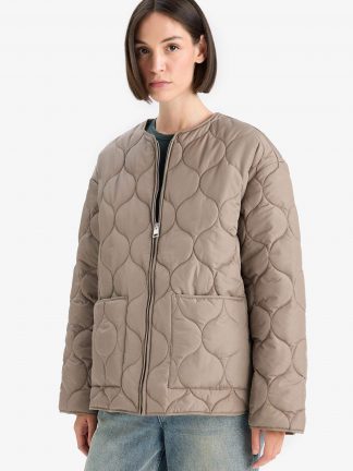 کاپشن زنانه خاکی روشن دفکتو