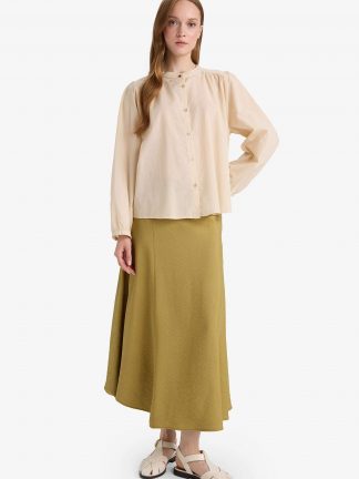 دامن ماکسی زنانه خاکی دفکتو