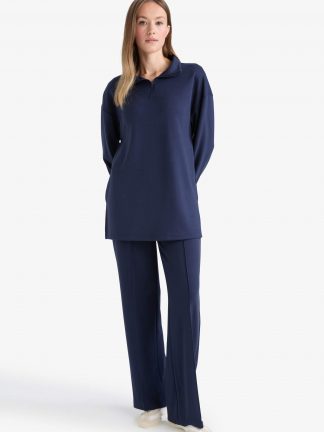 شلوار راحتی زنانه سرمه ای دفکتو