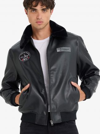 کت چرمی مردانه مشکی دفکتو