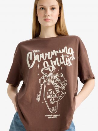 تیشرت زنانه قهوه ای دفکتو