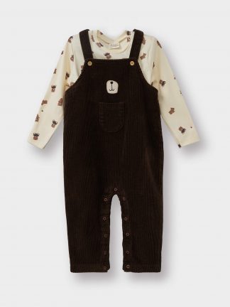 ست لباس نوزاد پسر قهوه ای روشن دفکتو