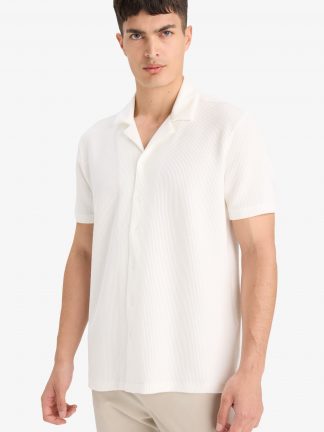 پیراهن آستین کوتاه مردانه سفید دفکتو