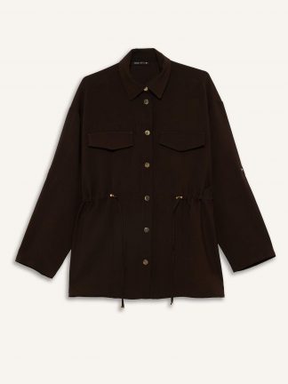 کت زنانه قهوه ای تیره دفکتو