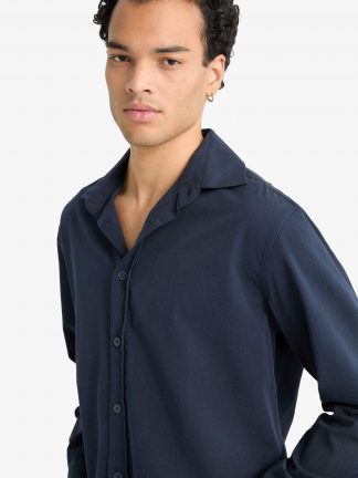 پیراهن آستین بلند مردانه سرمه ای دفکتو