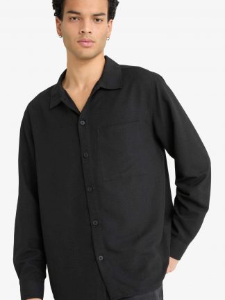 پیراهن آستین بلند مردانه مشکی دفکتو