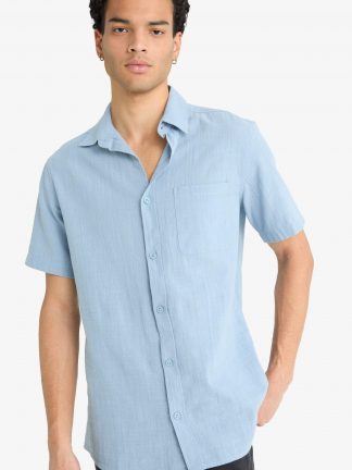 پیراهن آستین کوتاه مردانه آبی دفکتو