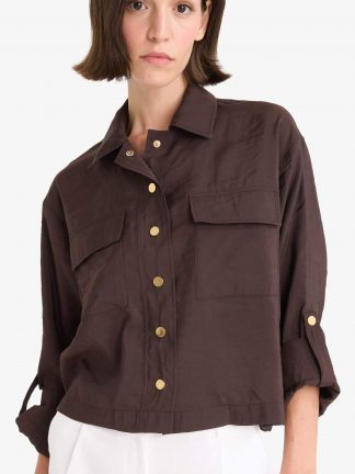 کت زنانه قهوه ای تیره دفکتو