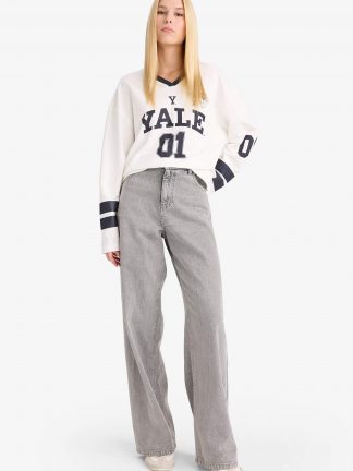 تی‌شرت آستین بلند زنانه سفید دفکتو