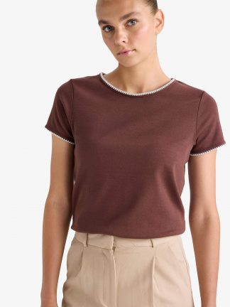 تیشرت زنانه قهوه ای دفکتو