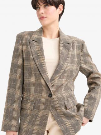 کت زنانه قهوه ای تیره دفکتو